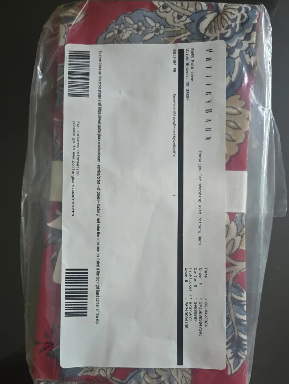 Pottery Barn Scarlett Block Napkin Set
